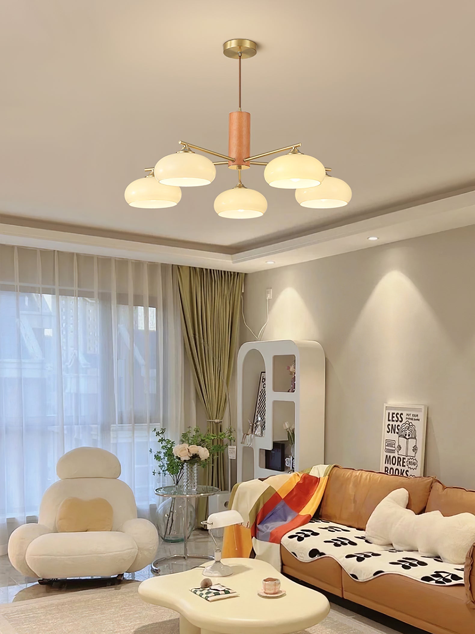Nova Natural Persimmon Glass Chandelier-Neutral Decor