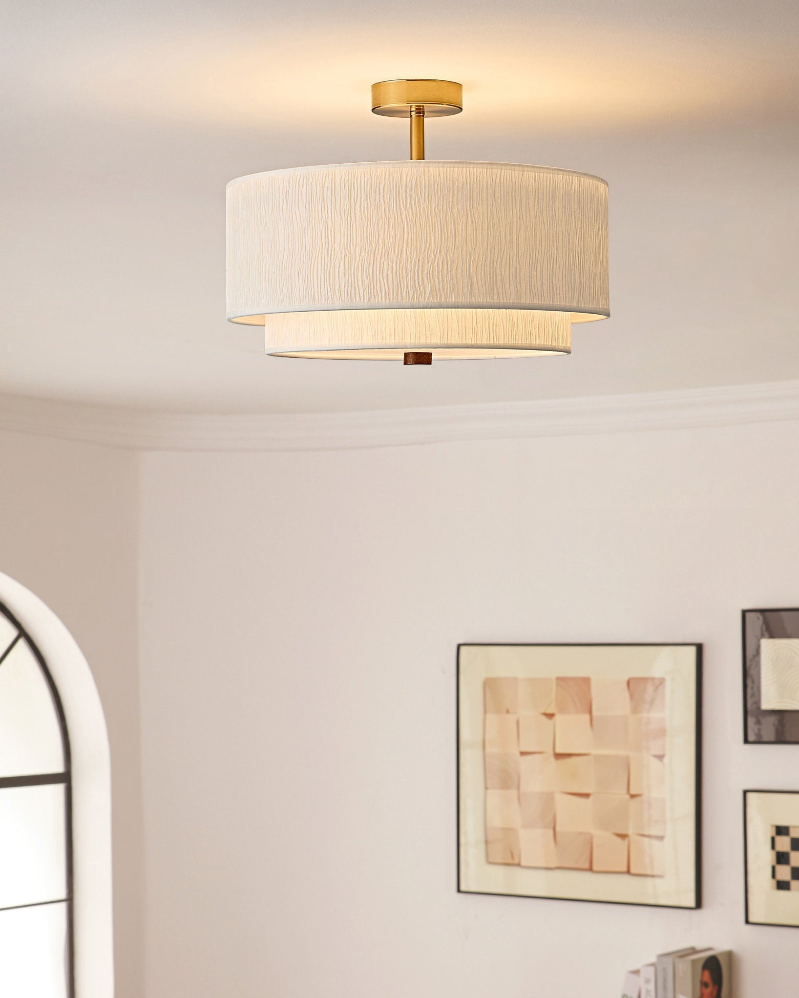 Product shot of the Dia 32cm Elodie Semi Flush Mount.