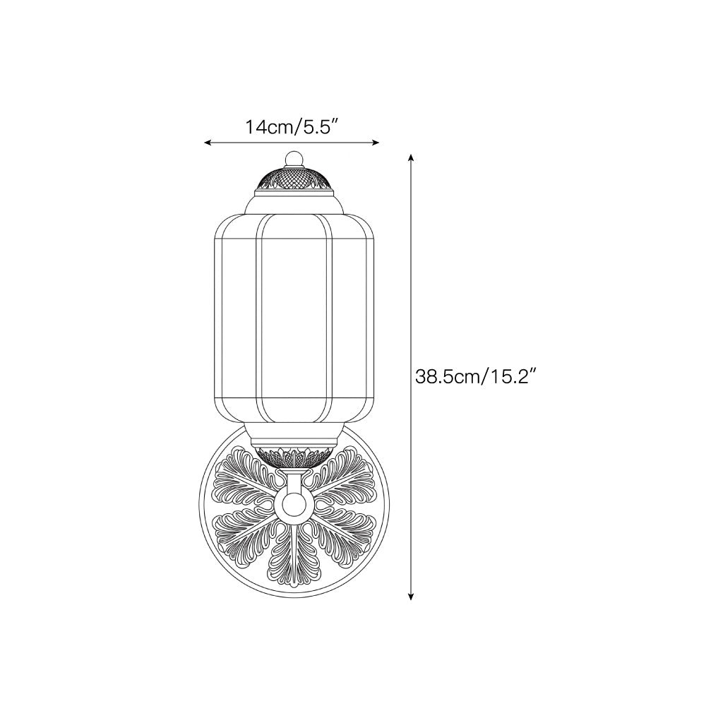 The wall sconce with one head, viewed from the front.
