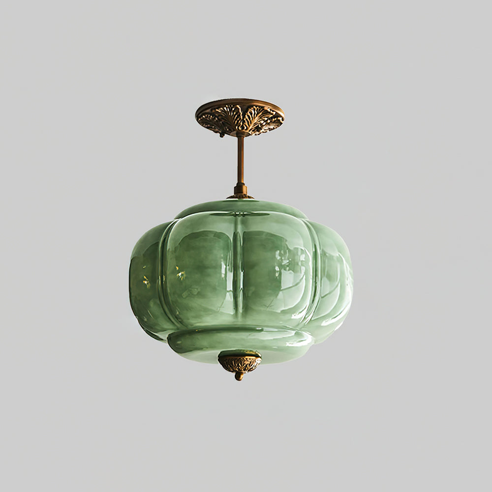 Clementine Green Glass Semi Flush Mount Light-Neutral Decor
