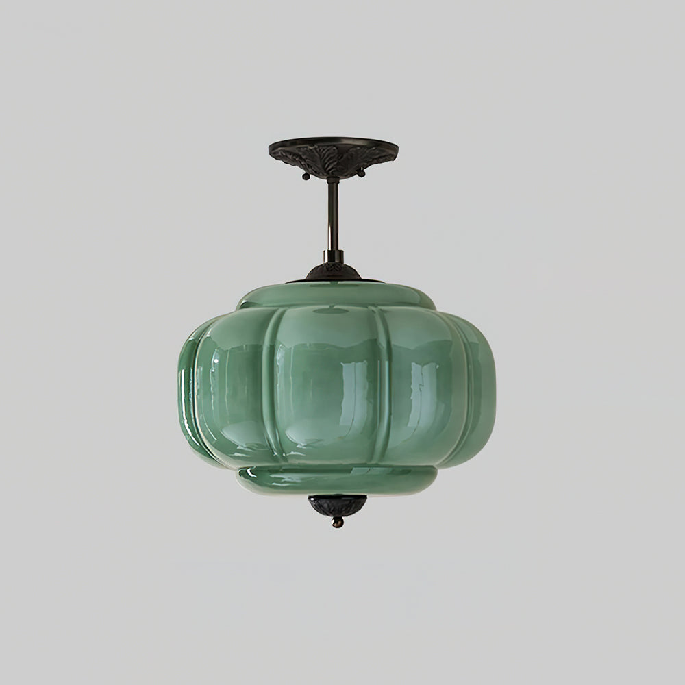Clementine Green Glass Semi Flush Mount Light-Neutral Decor