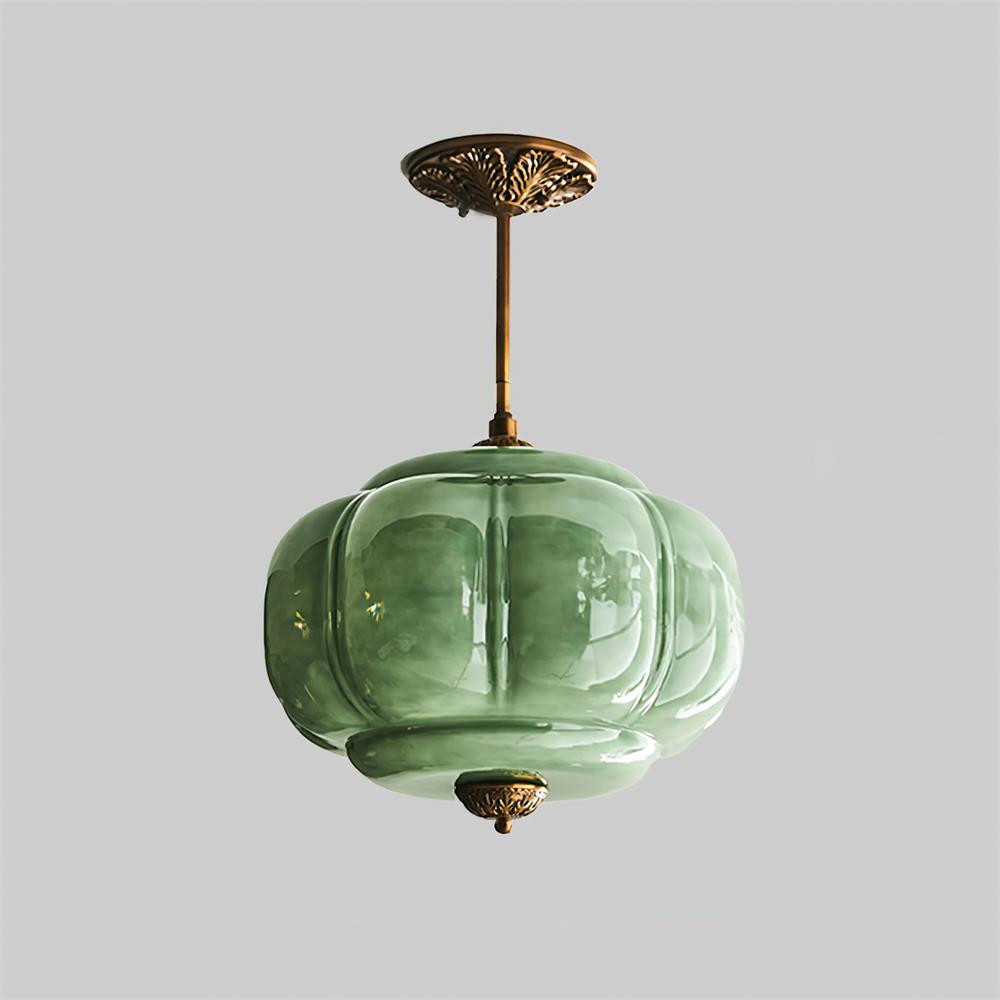 Clementine Green Glass Semi Flush Mount Light-Neutral Decor