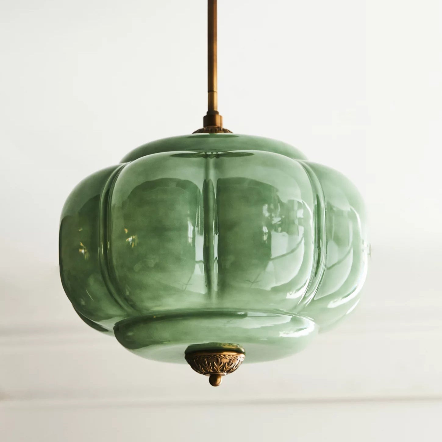 Clementine Green Glass Semi Flush Mount Light-Neutral Decor
