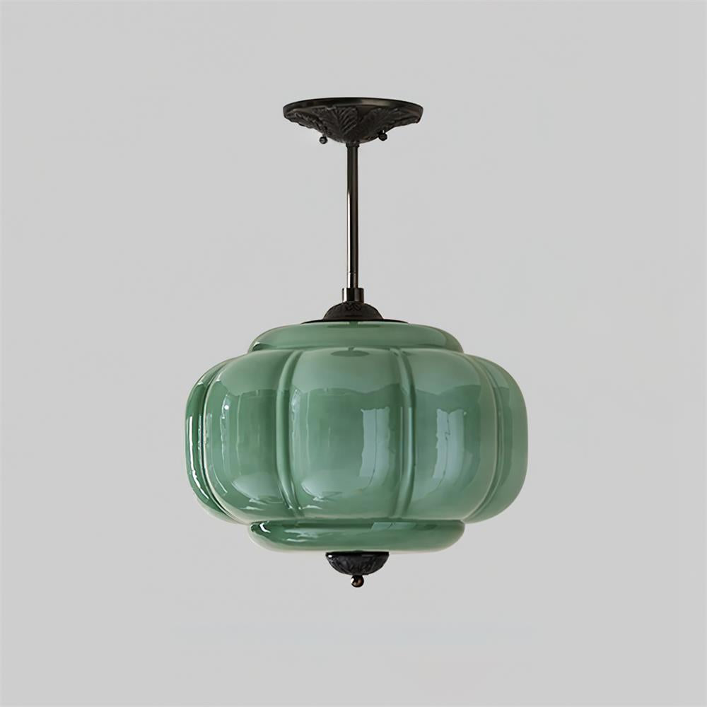 Clementine Green Glass Semi Flush Mount Light-Neutral Decor