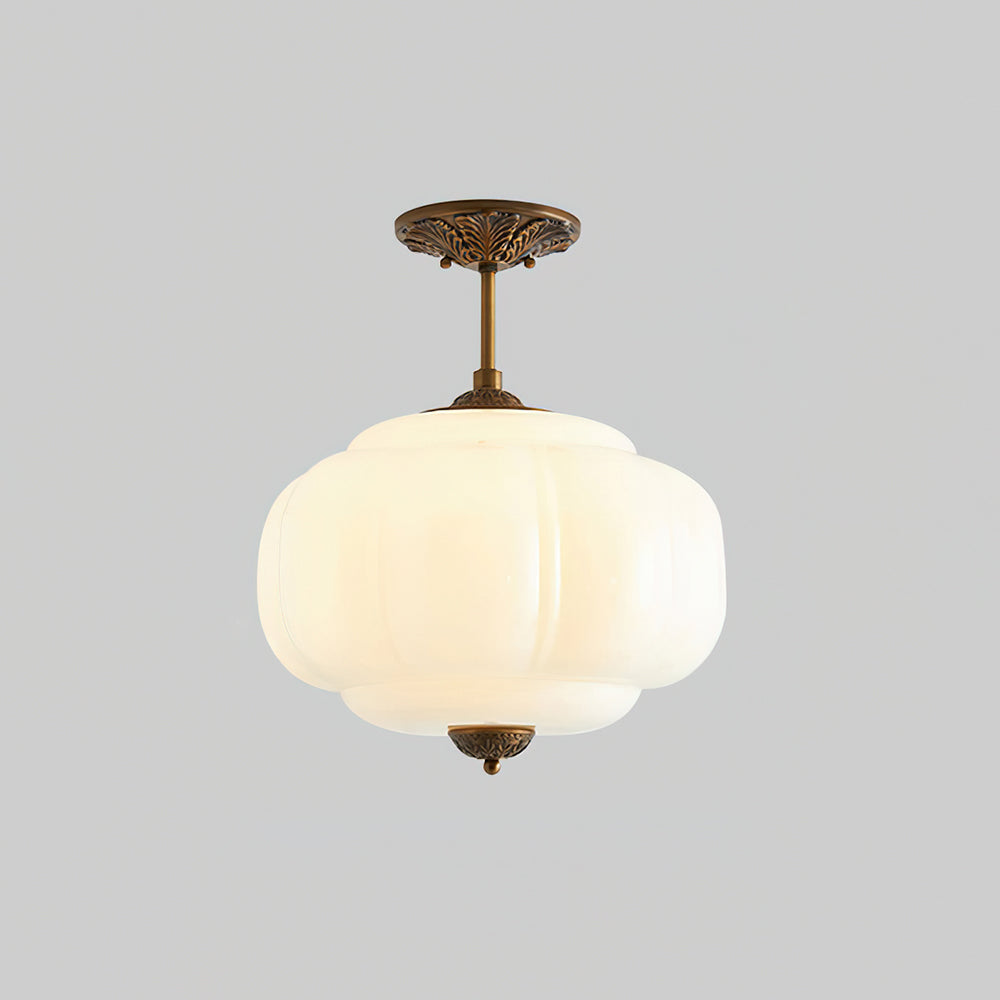 Clementine Green Glass Semi Flush Mount Light-Neutral Decor
