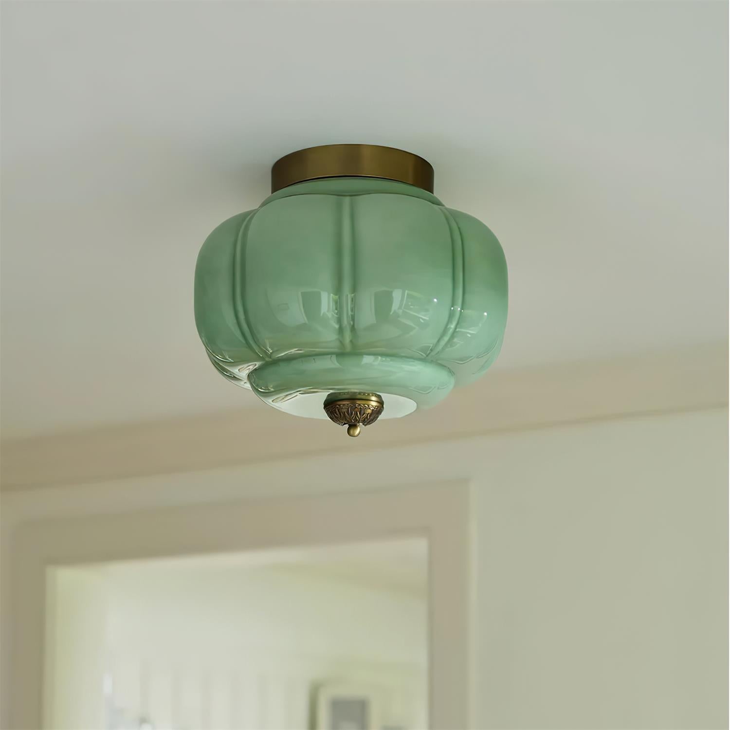 Elyra Green Glass Ceiling Lamp