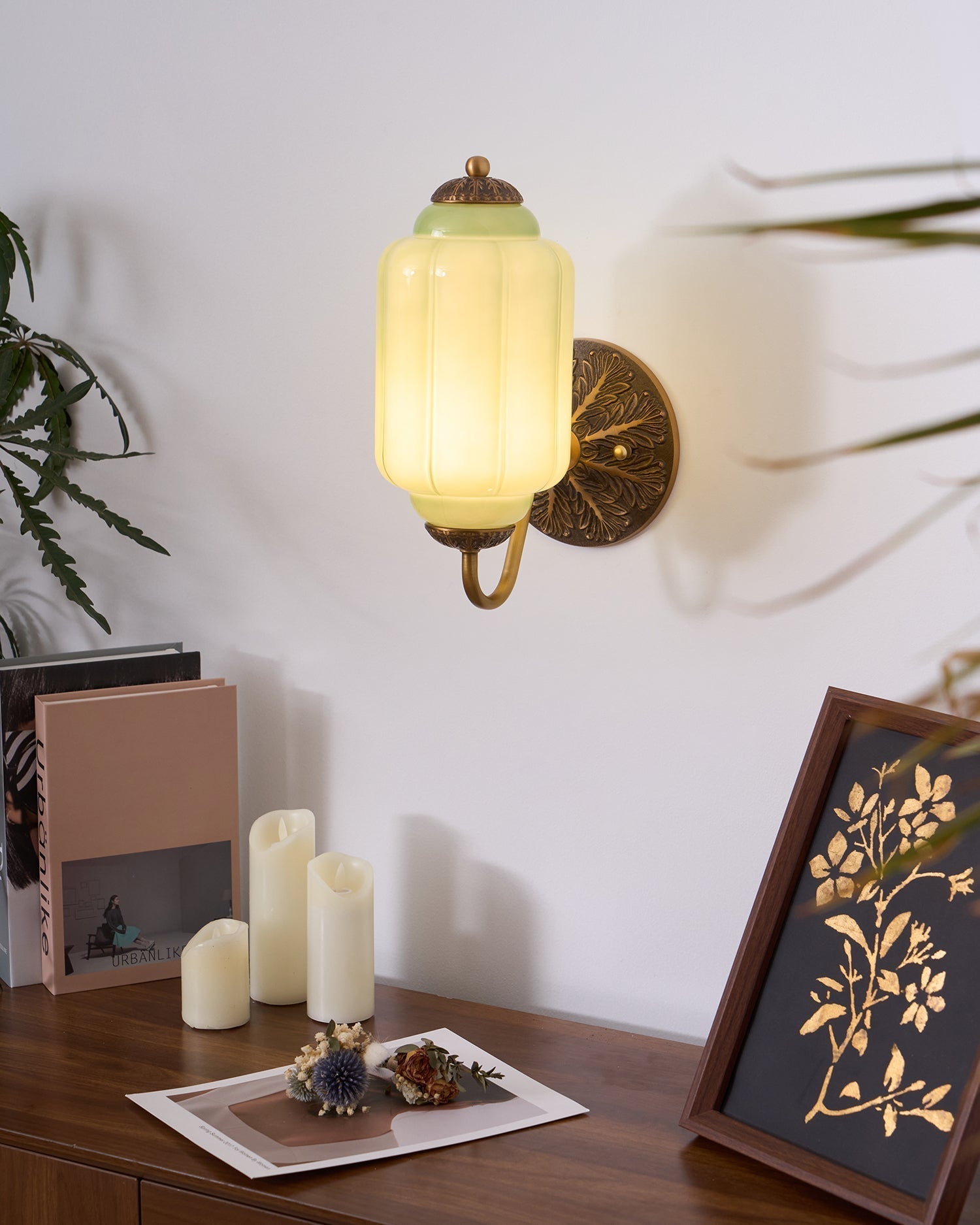 Melvane Vintage Pink Glass Wall Sconce