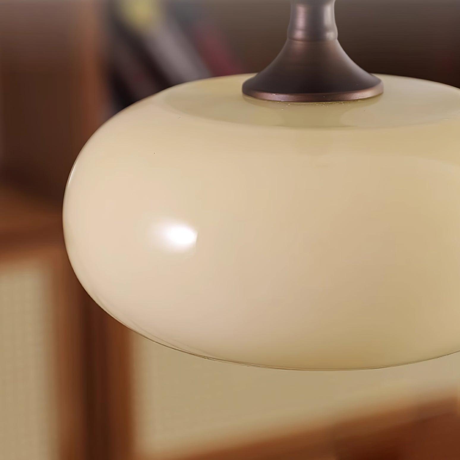 Pendant Lamp White Glass Shade Brown  Vintage