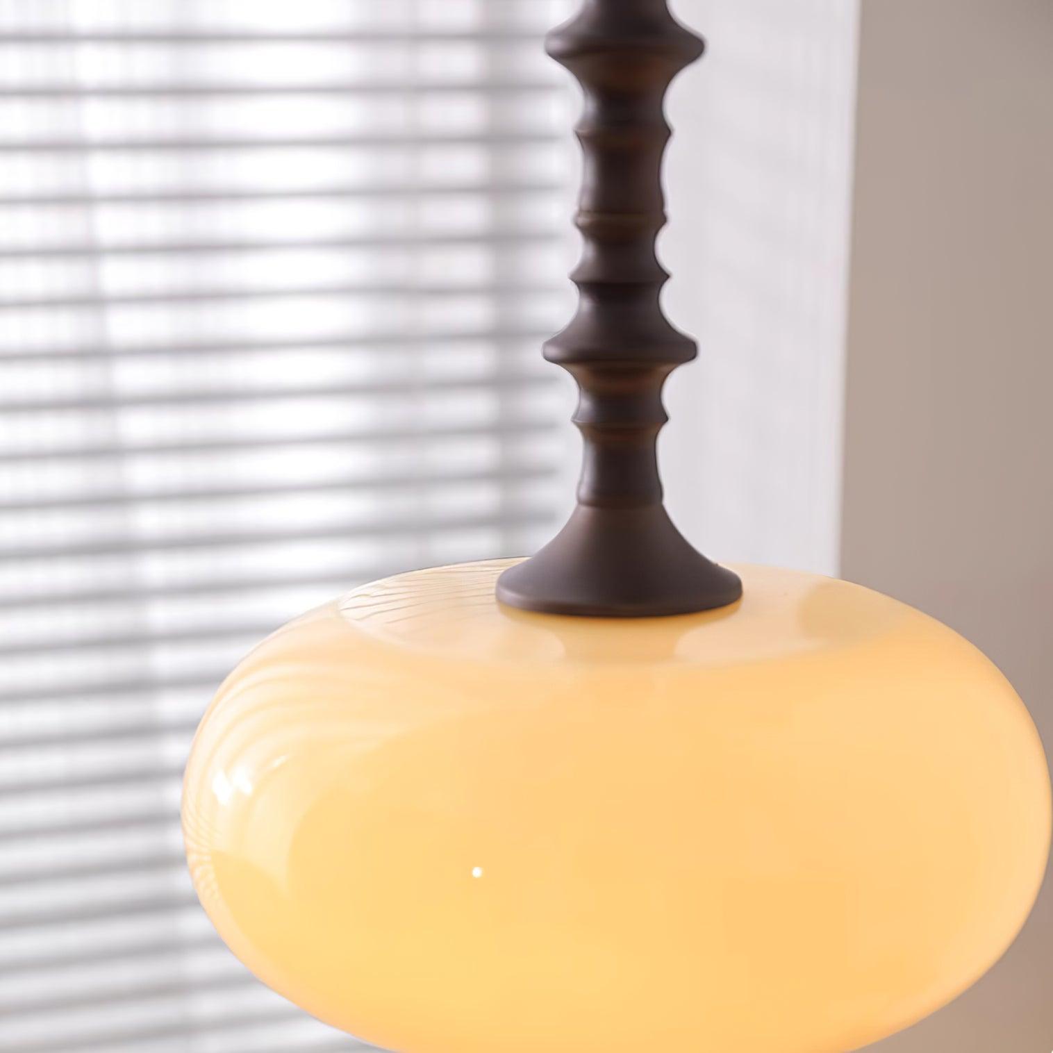 Pendant Lamp White Glass Shade Brown  Vintage