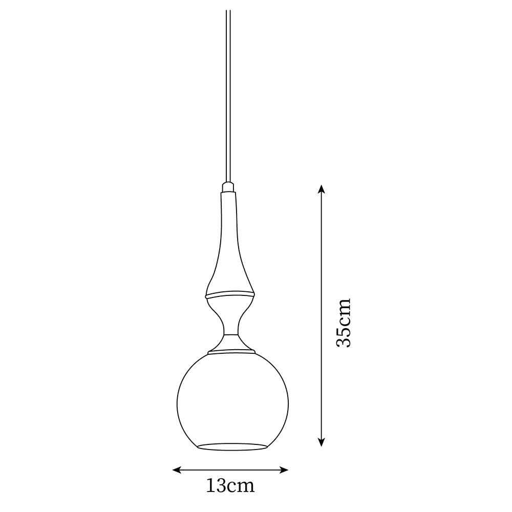 Pendant Lamp White Glass Shade Brown  Vintage