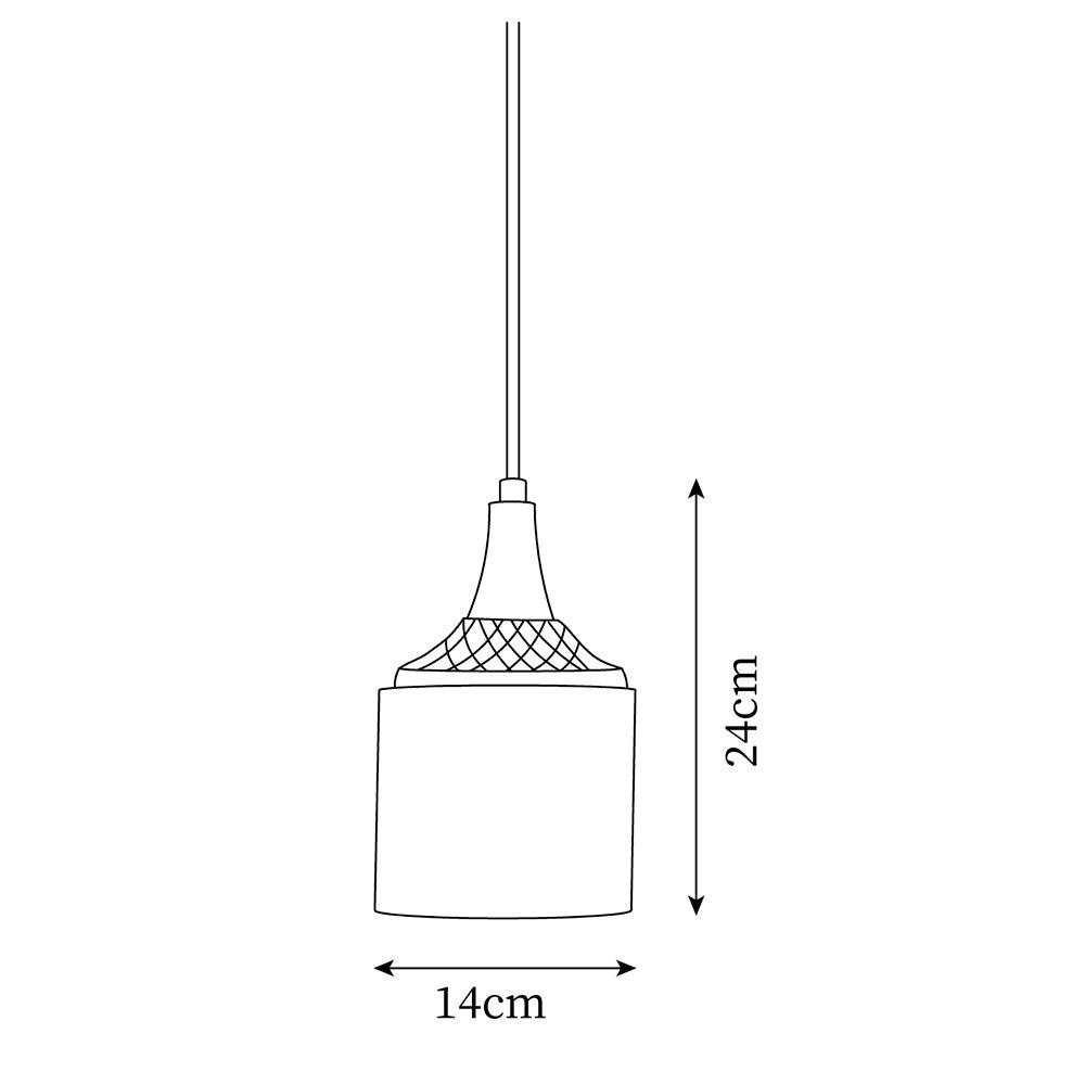 Pendant Lamp White Glass Shade Brown  Vintage