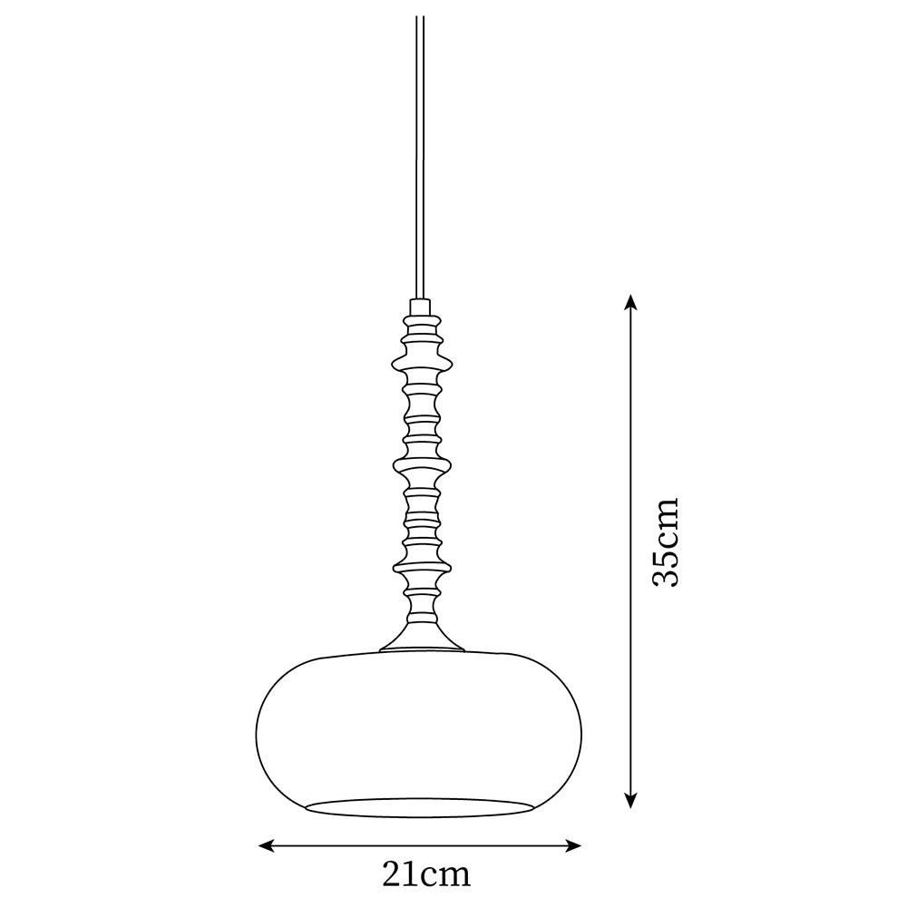 Pendant Lamp White Glass Shade Brown  Vintage