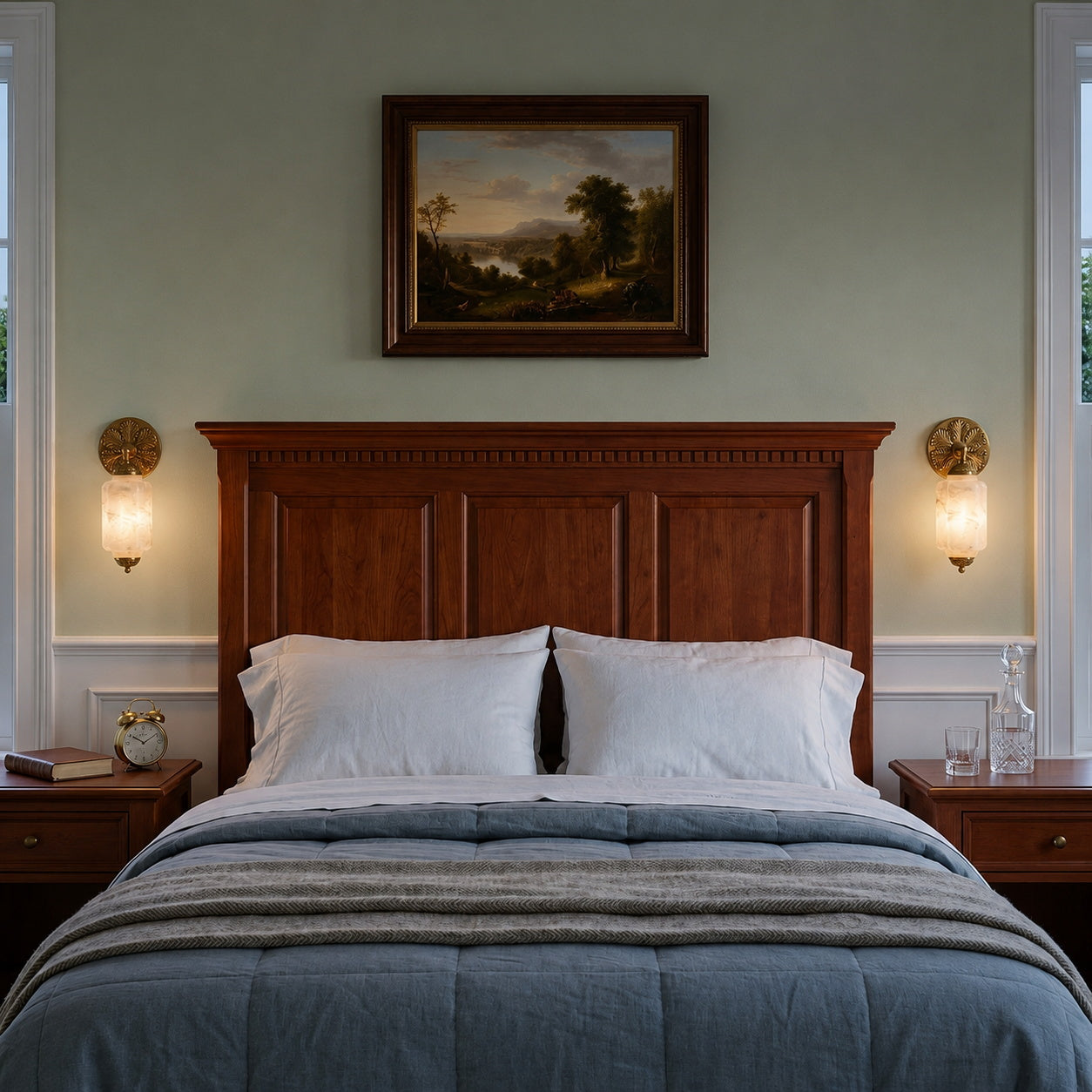 The sconce turned off, showing the materials in natural light.