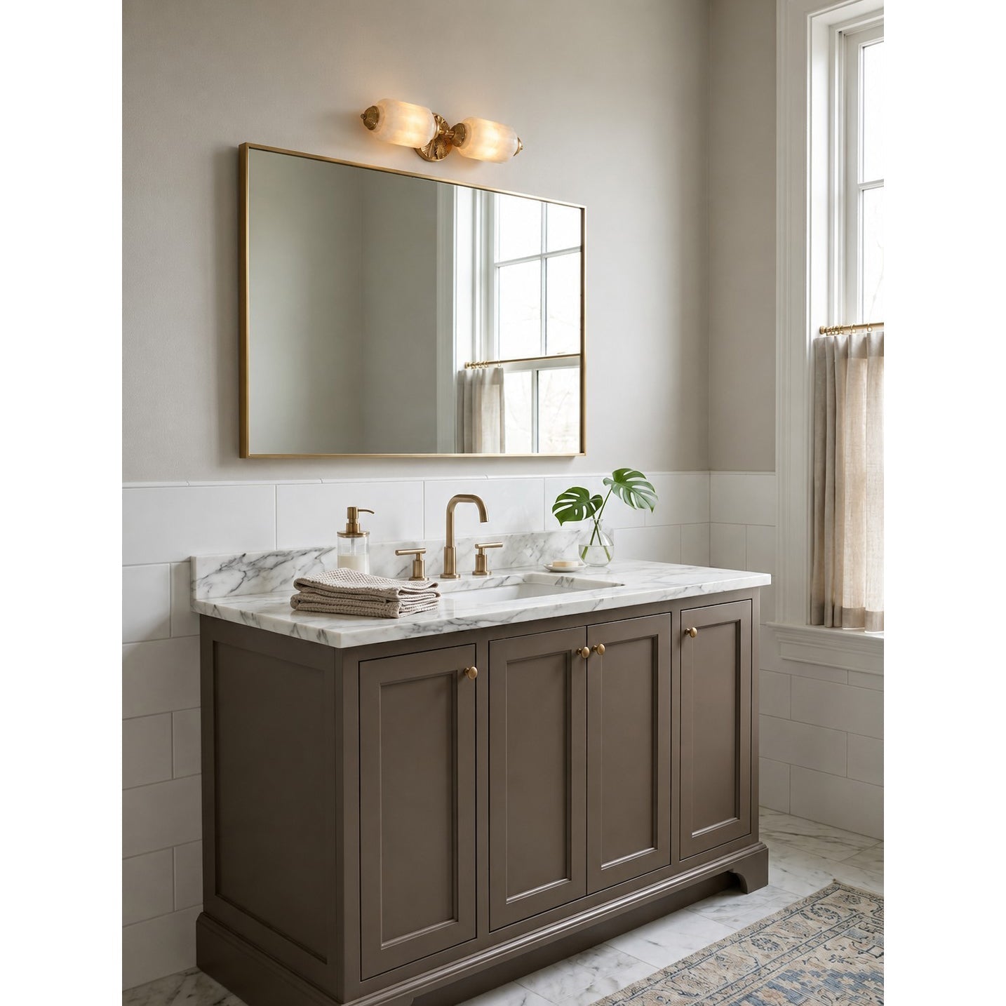 Lifestyle image of the sconce in a modern transitional home.