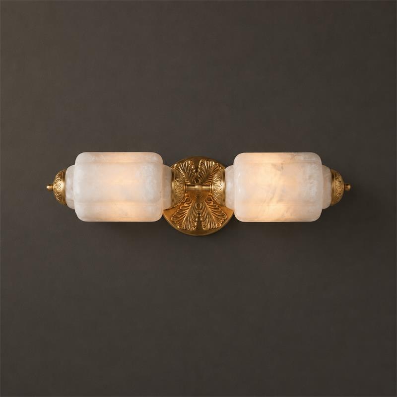 The scalloped edge detail of the alabaster shade.
