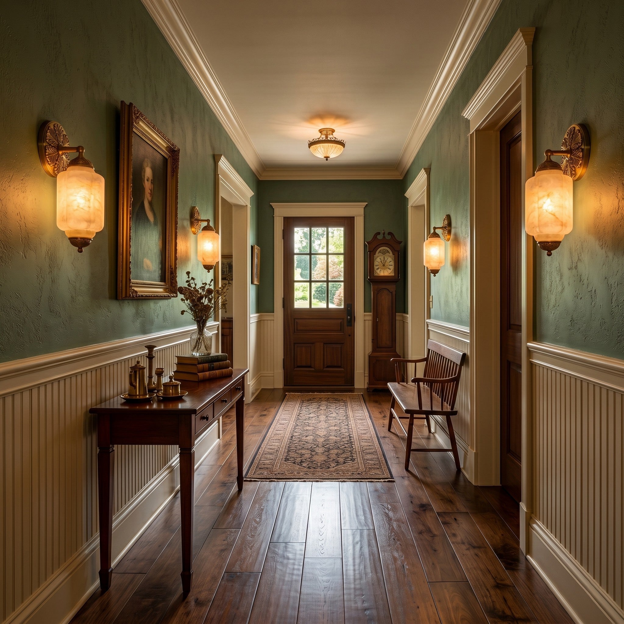 Angled view of the double-head sconce.