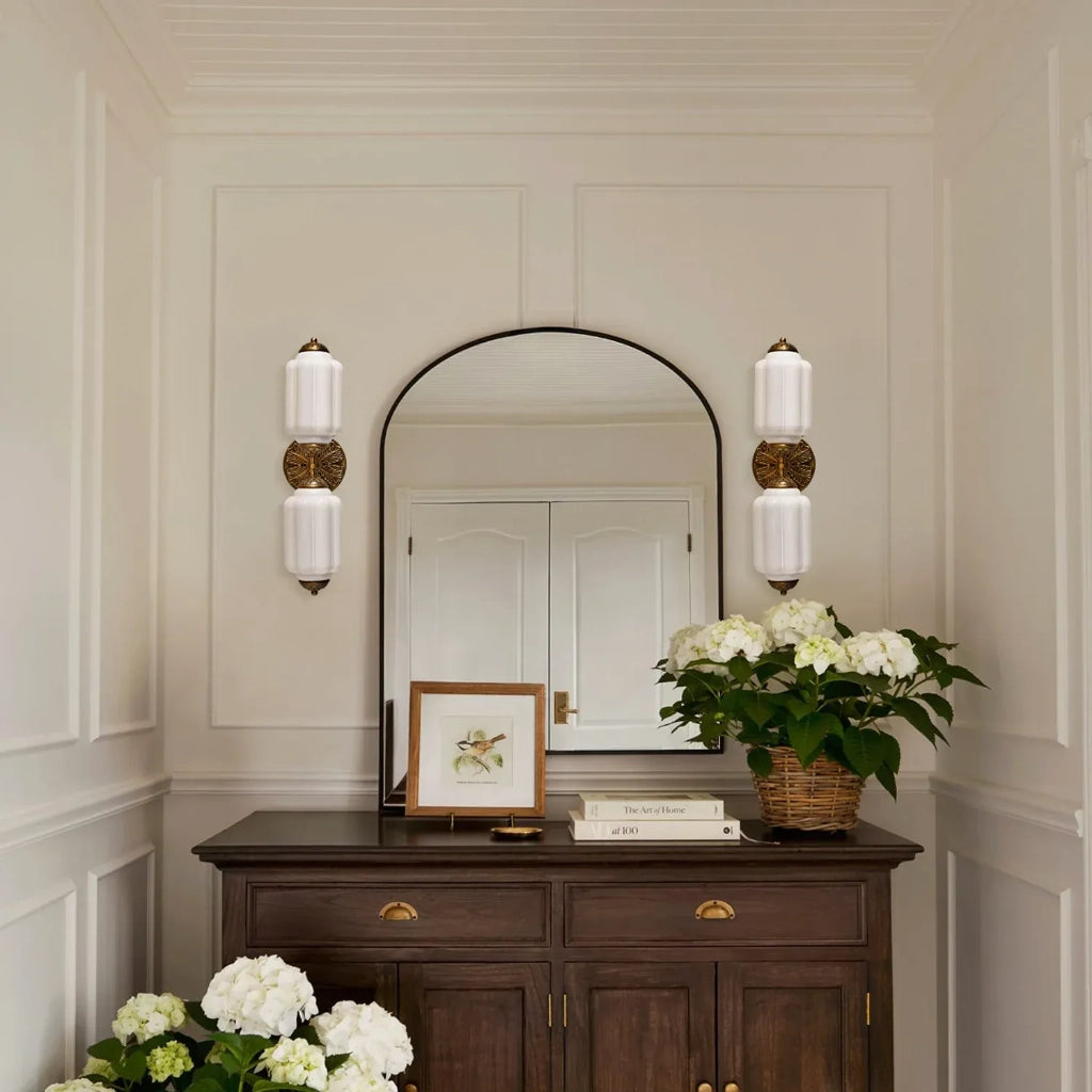 Eloise Scallop Glass Sconce shown in a purple finish.