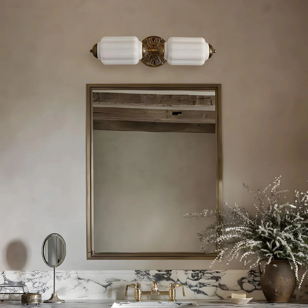 The two-head version of the Eloise Scallop Glass Sconce.