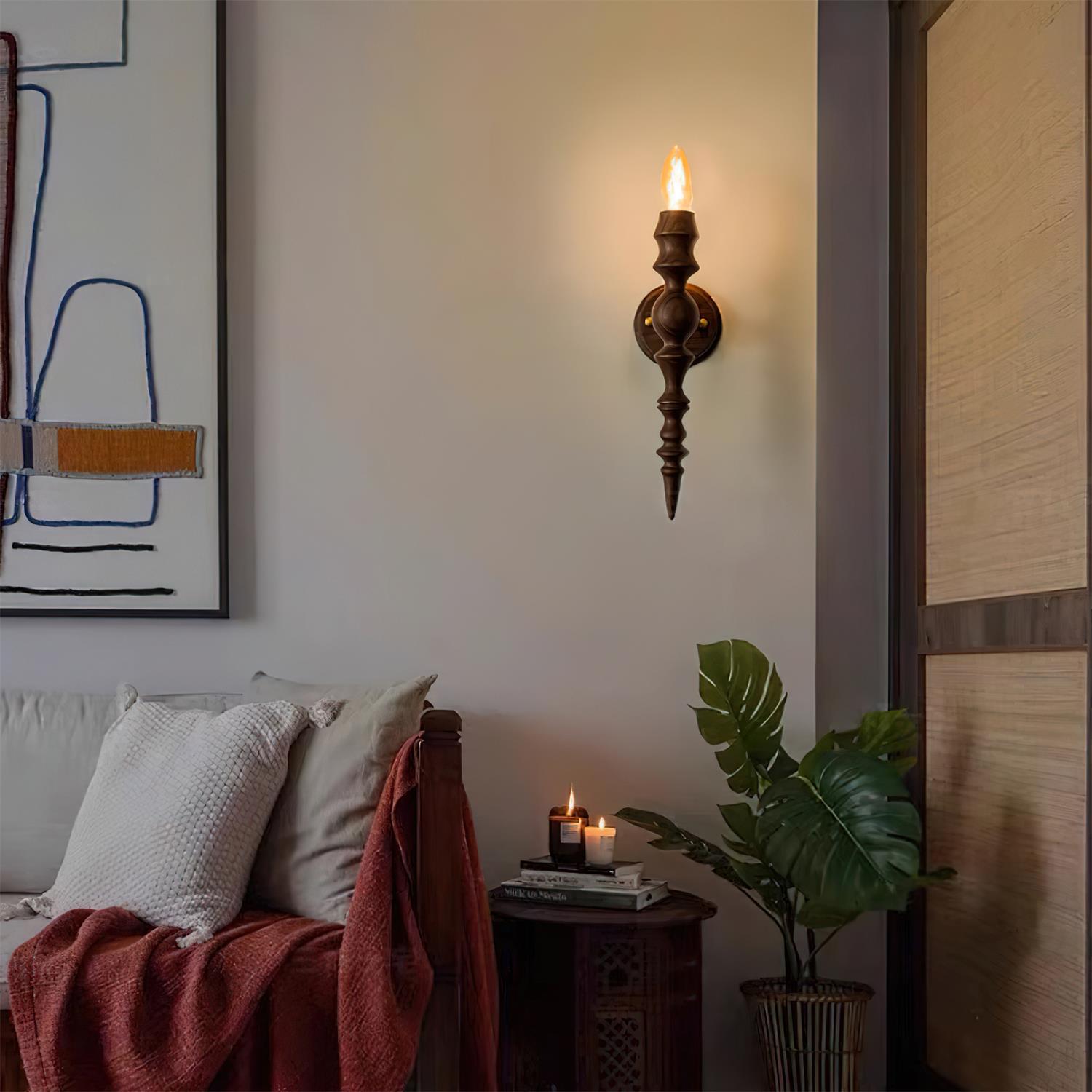 Wall Lamp Modern Vintage Wood Body Multiple Wood Finishes