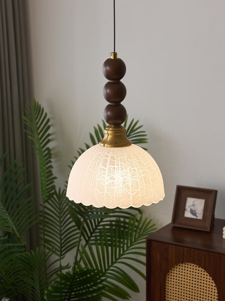 Avshaara Traditional Elegance Vintage Fabric Wood Pendant Light-Neutral Decor