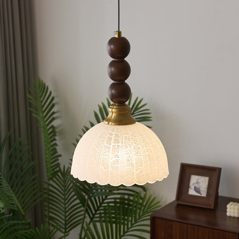 Avshaara Traditional Elegance Vintage Fabric Wood Pendant Light-Neutral Decor