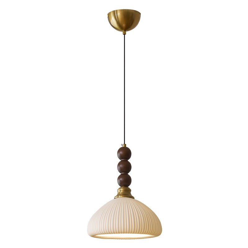 Avshaara Traditional Elegance Vintage Fabric Wood Pendant Light-Neutral Decor