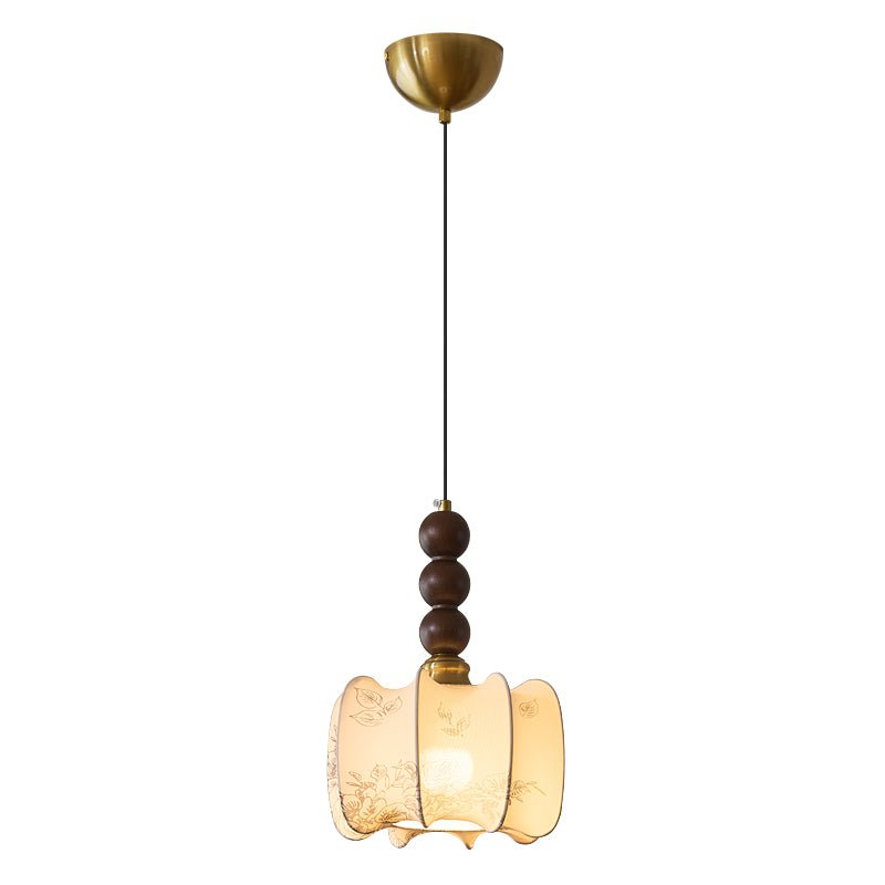 Avshaara Traditional Elegance Vintage Fabric Wood Pendant Light-Neutral Decor