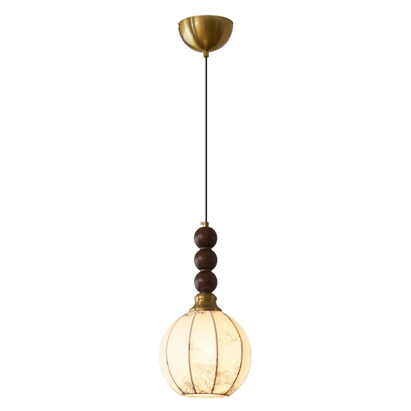 Avshaara Traditional Elegance Vintage Fabric Wood Pendant Light-Neutral Decor