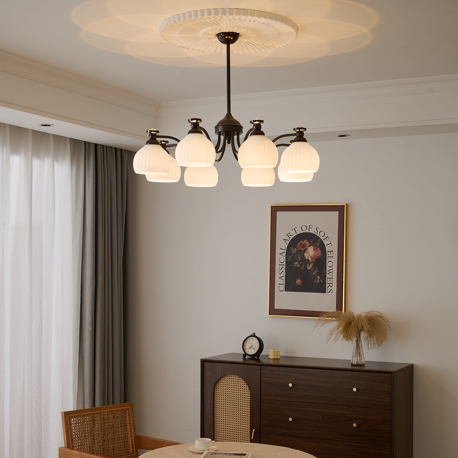 Calaeor Premium Elegance Glass Chandelier-Neutral Decor