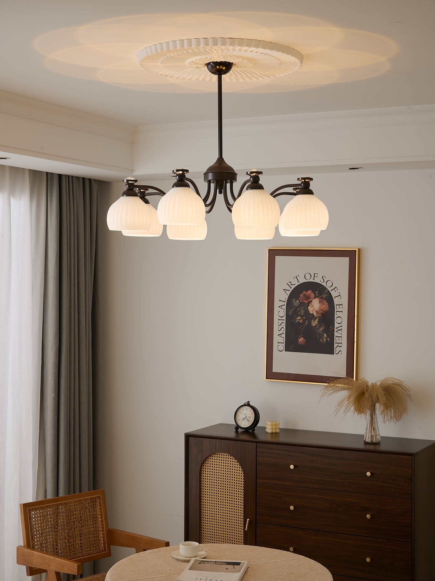 Calaeor Premium Elegance Glass Chandelier-Neutral Decor