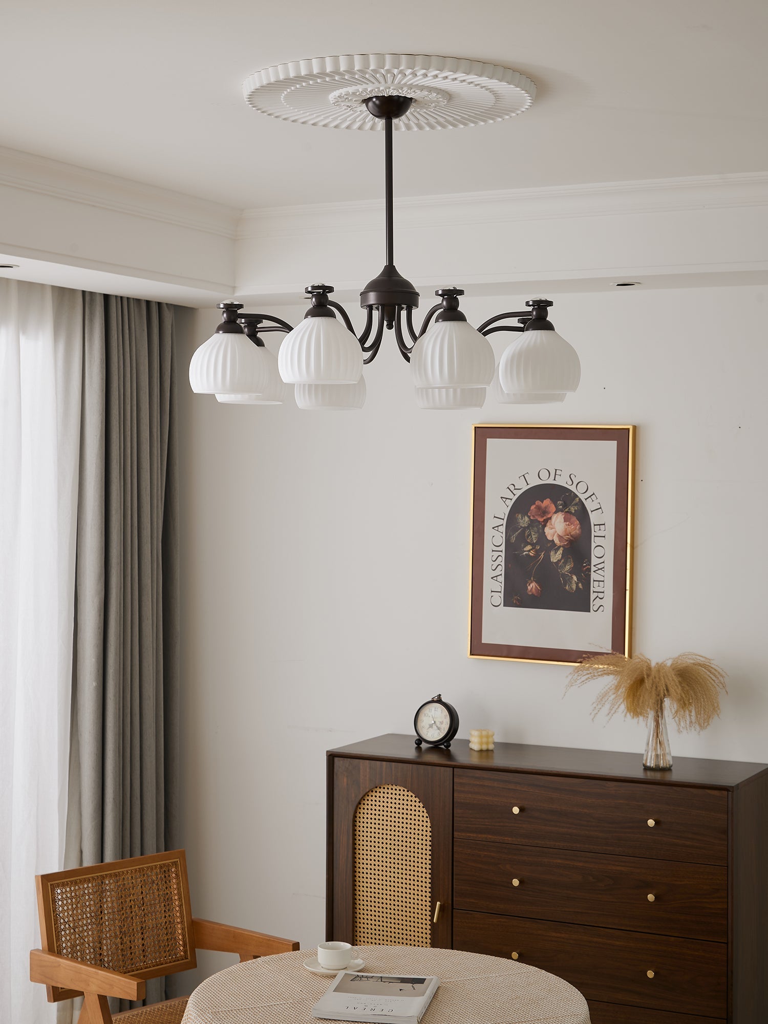 Calaeor Premium Elegance Glass Chandelier-Neutral Decor