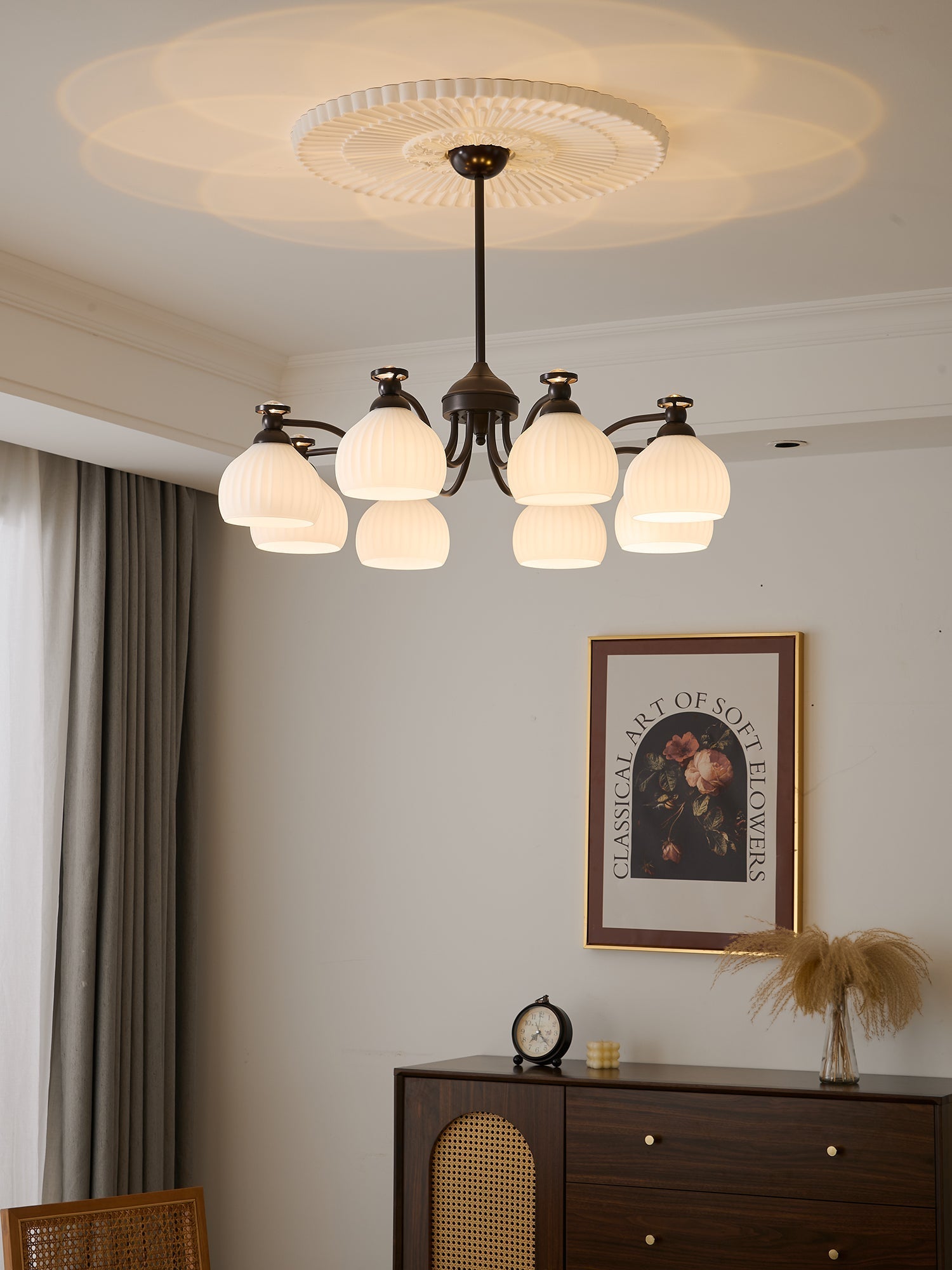 Calaeor Premium Elegance Glass Chandelier-Neutral Decor
