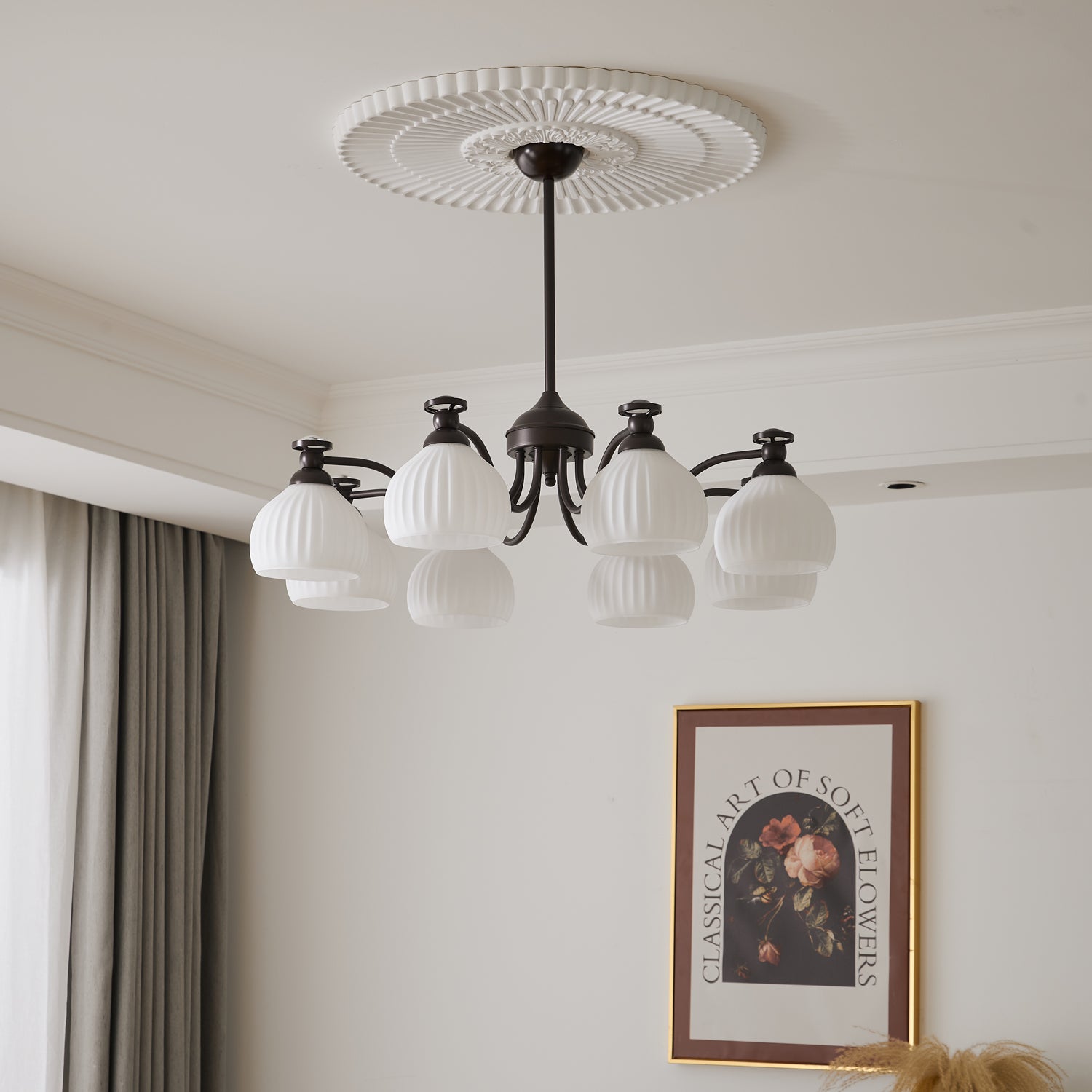 Calaeor Premium Elegance Glass Chandelier-Neutral Decor