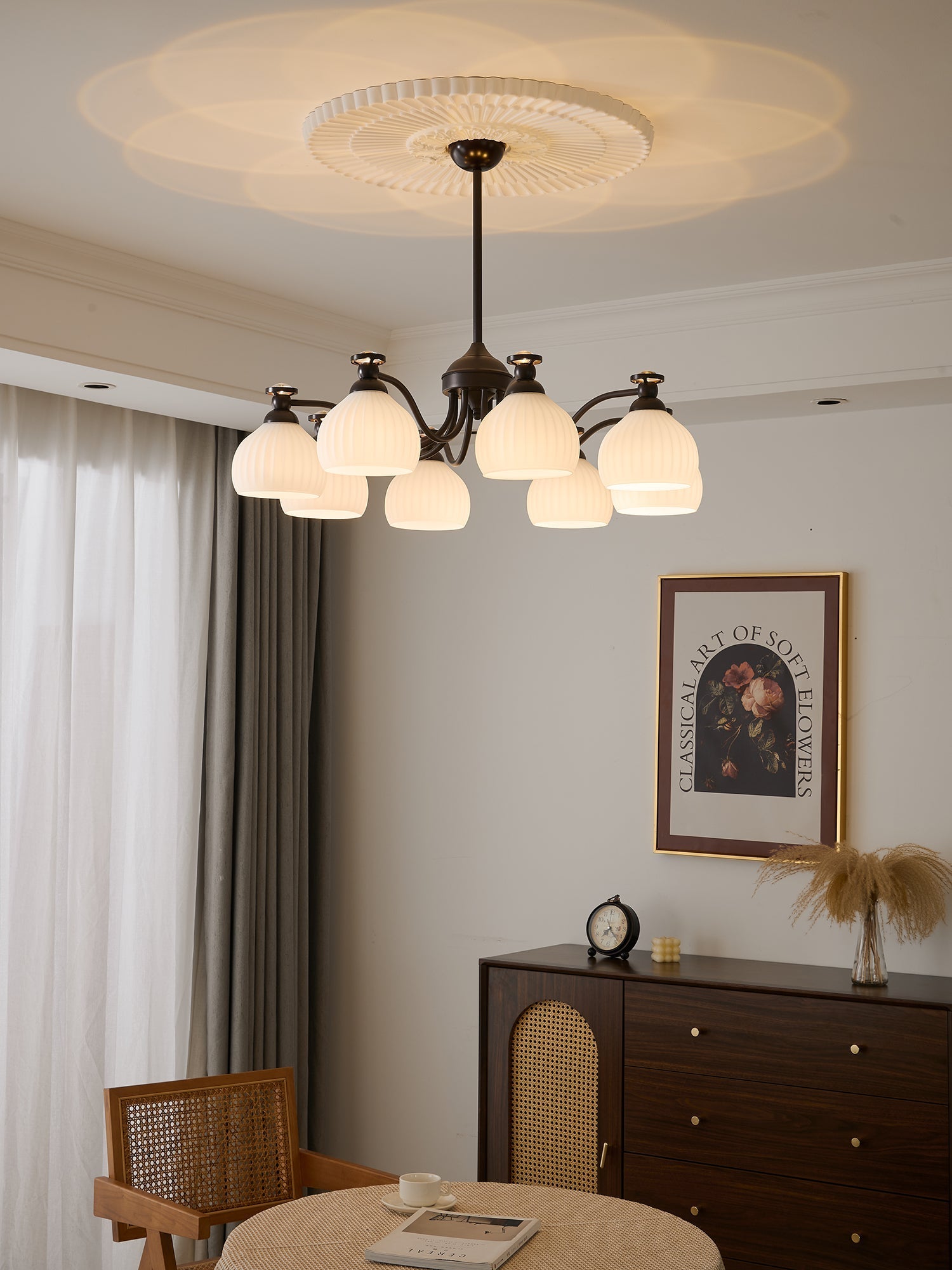 Calaeor Premium Elegance Glass Chandelier-Neutral Decor