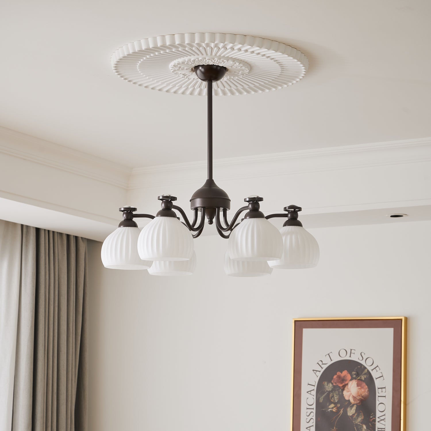 Calaeor Premium Elegance Glass Chandelier-Neutral Decor