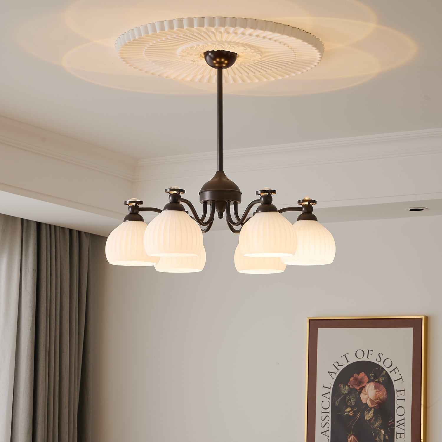 Calaeor Premium Elegance Glass Chandelier-Neutral Decor