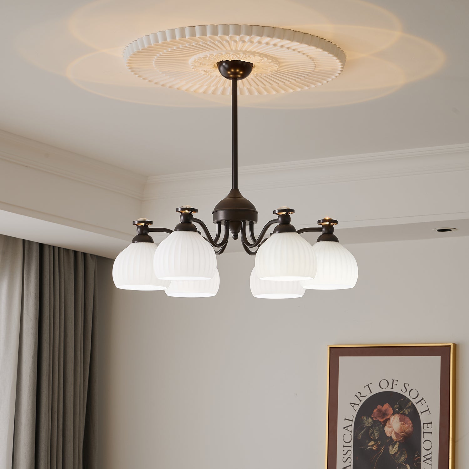Calaeor Premium Elegance Glass Chandelier-Neutral Decor