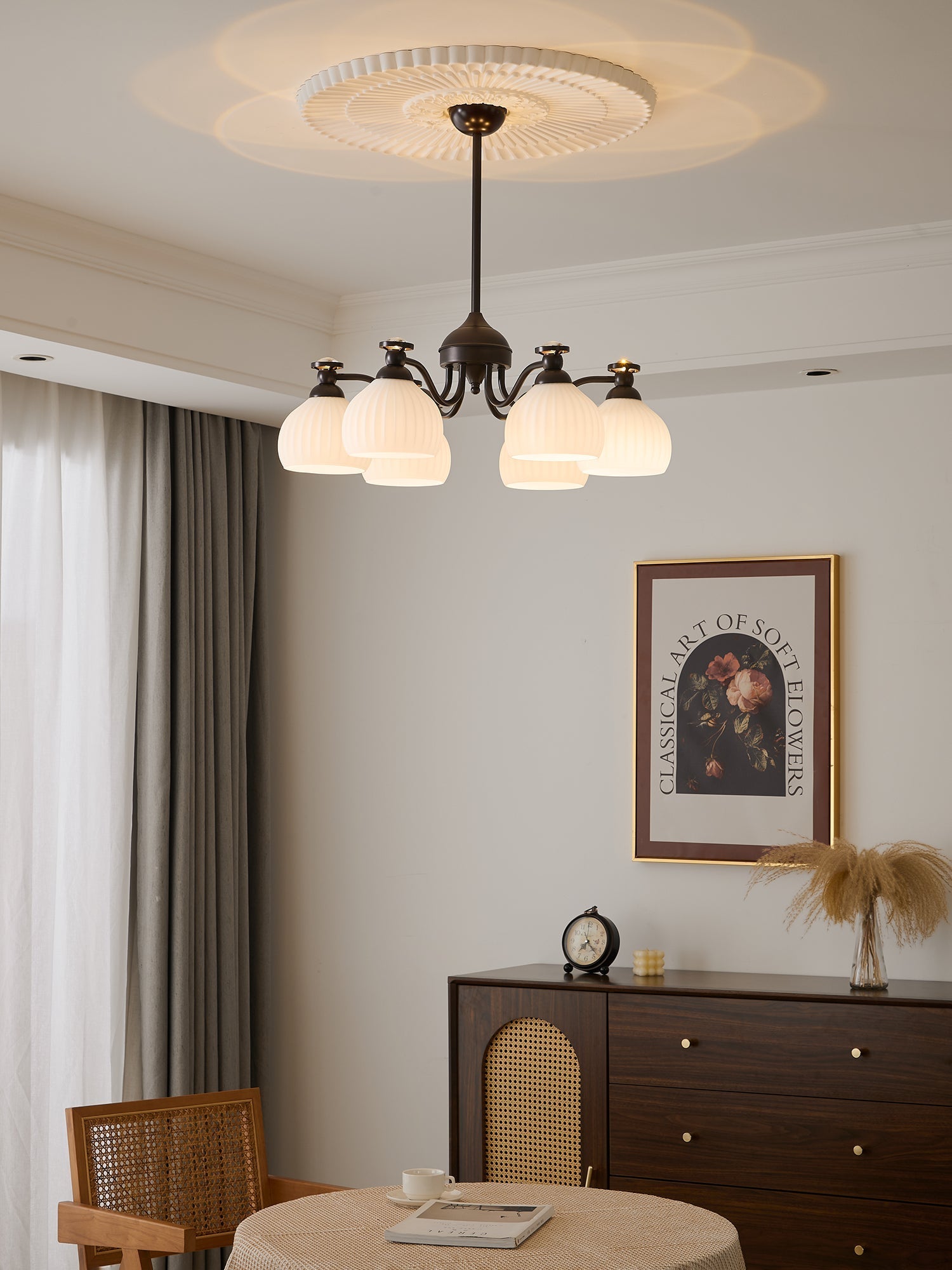 Calaeor Premium Elegance Glass Chandelier-Neutral Decor