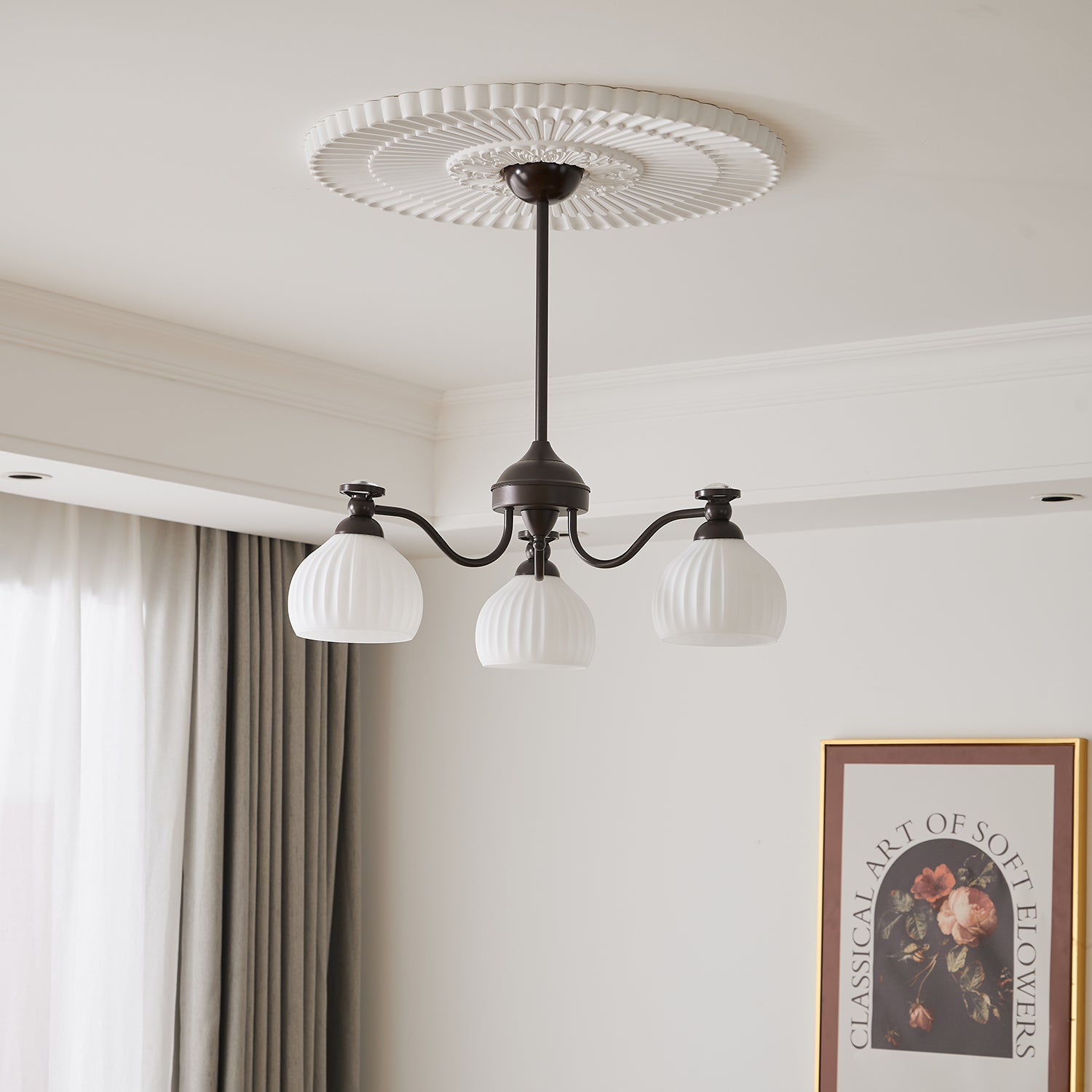 Calaeor Premium Elegance Glass Chandelier-Neutral Decor