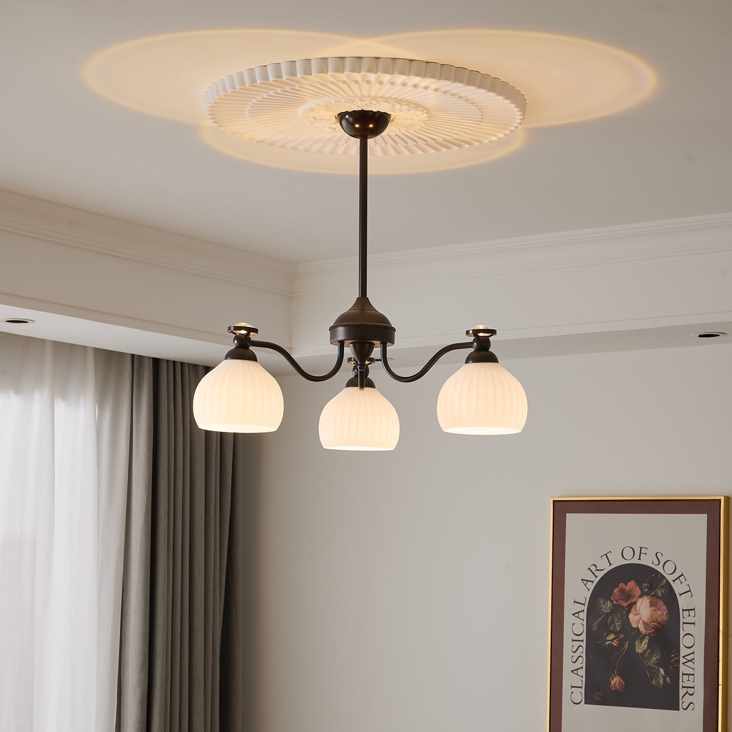 Calaeor Premium Elegance Glass Chandelier-Neutral Decor