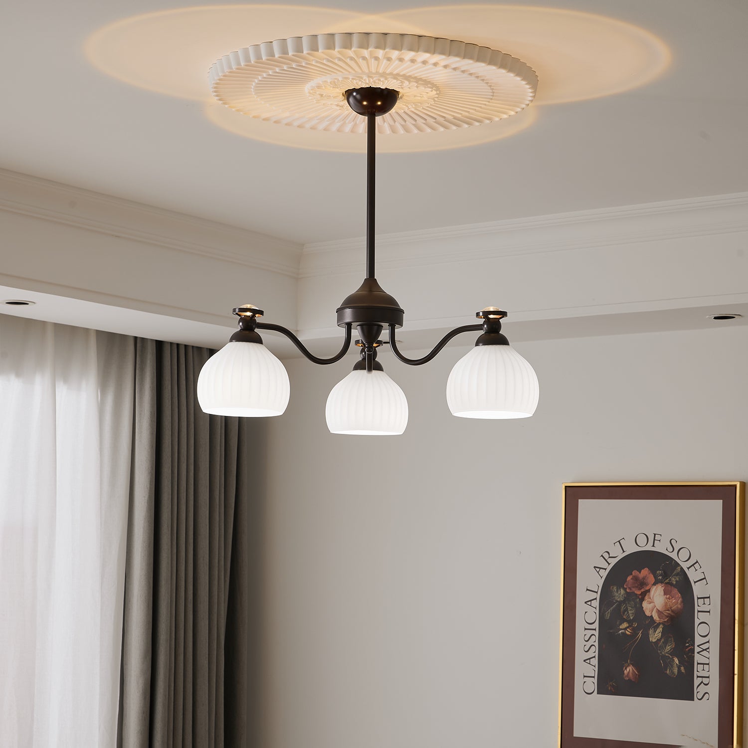 Calaeor Premium Elegance Glass Chandelier-Neutral Decor