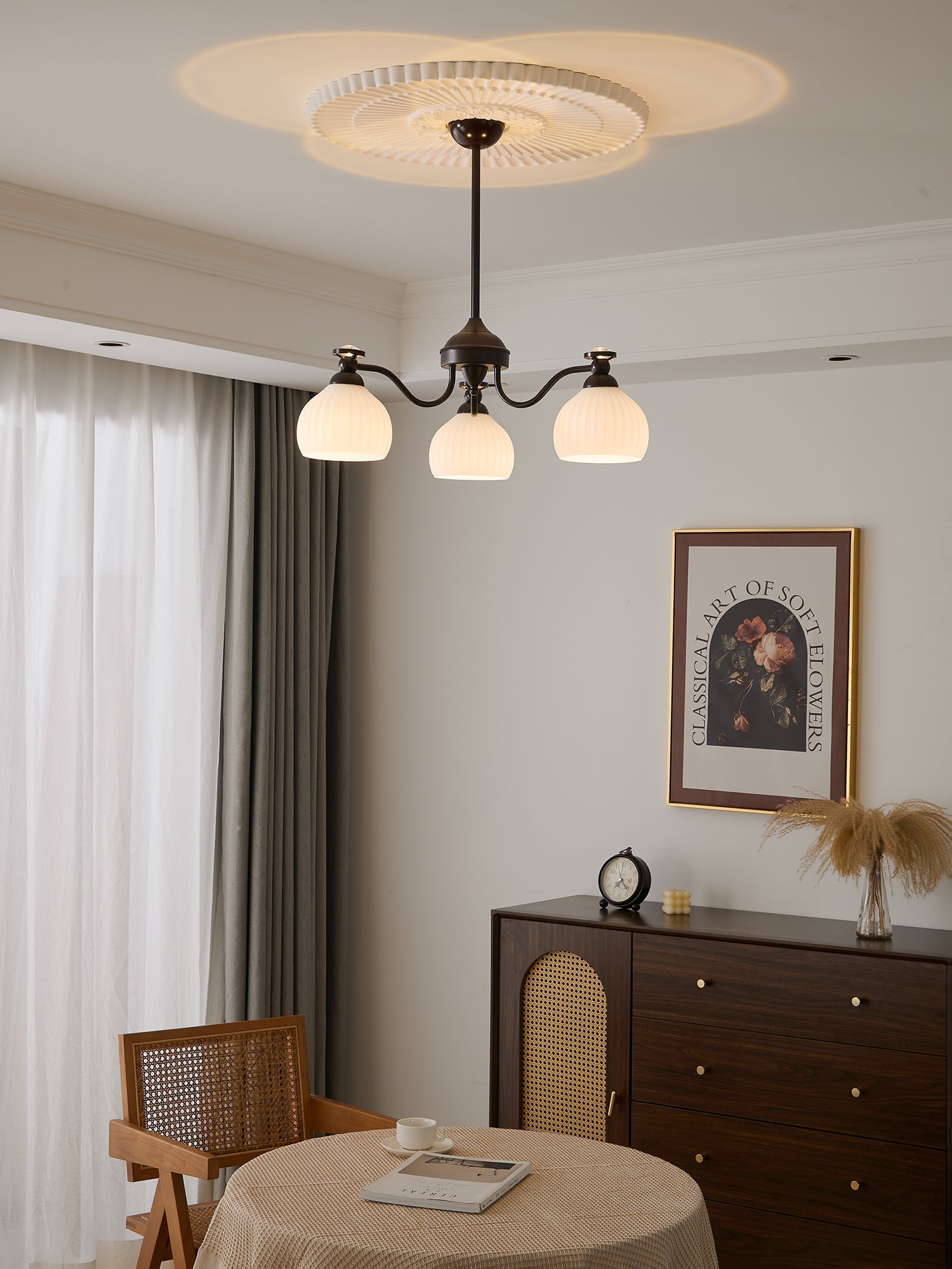 Calaeor Premium Elegance Glass Chandelier-Neutral Decor