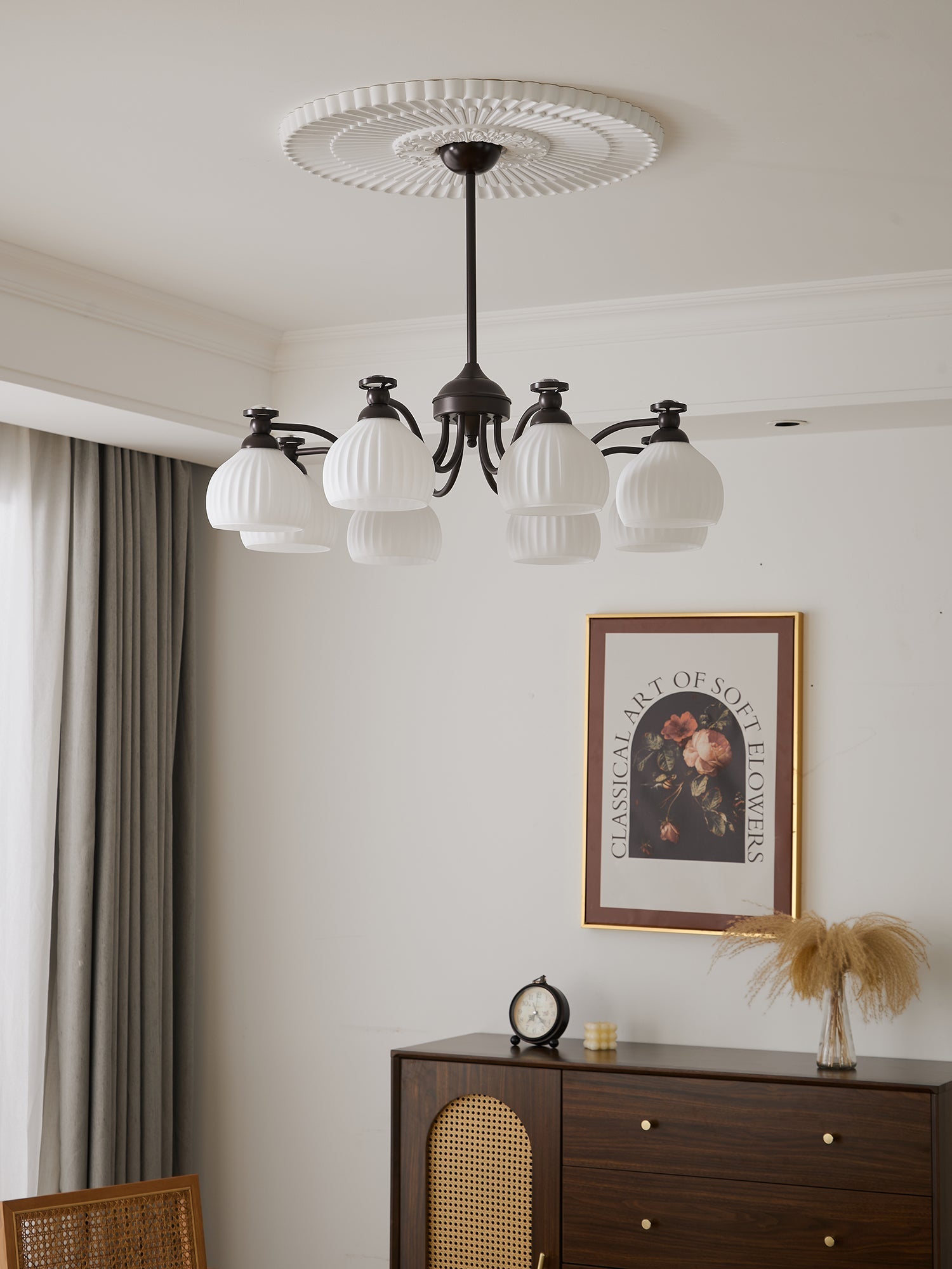Calaeor Premium Elegance Glass Chandelier-Neutral Decor