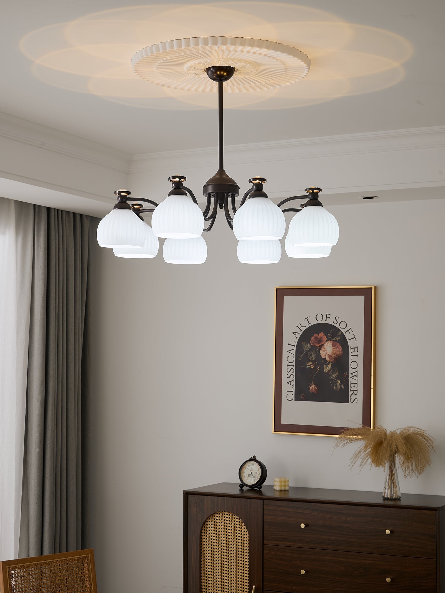 Calaeor Premium Elegance Glass Chandelier-Neutral Decor