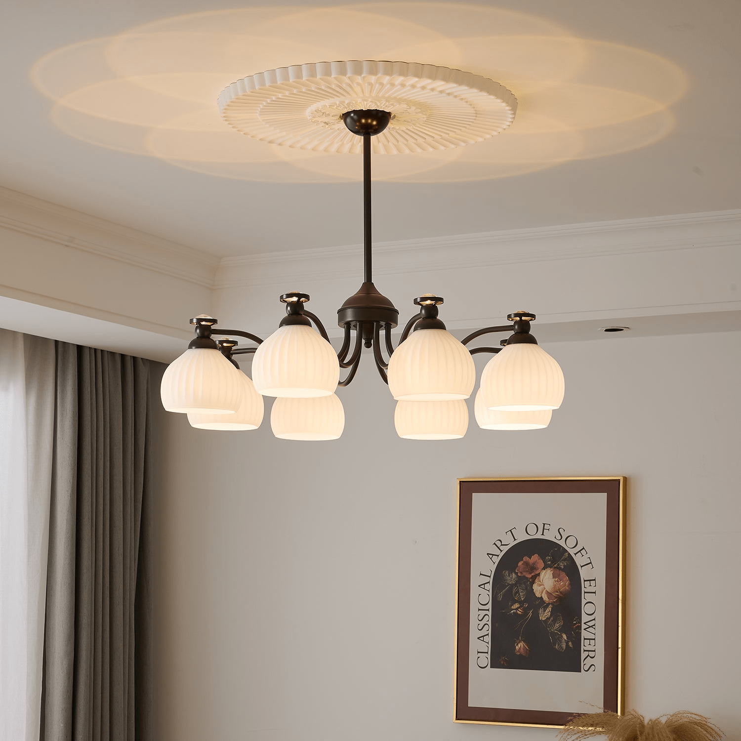Calaeor Premium Elegance Glass Chandelier-Neutral Decor