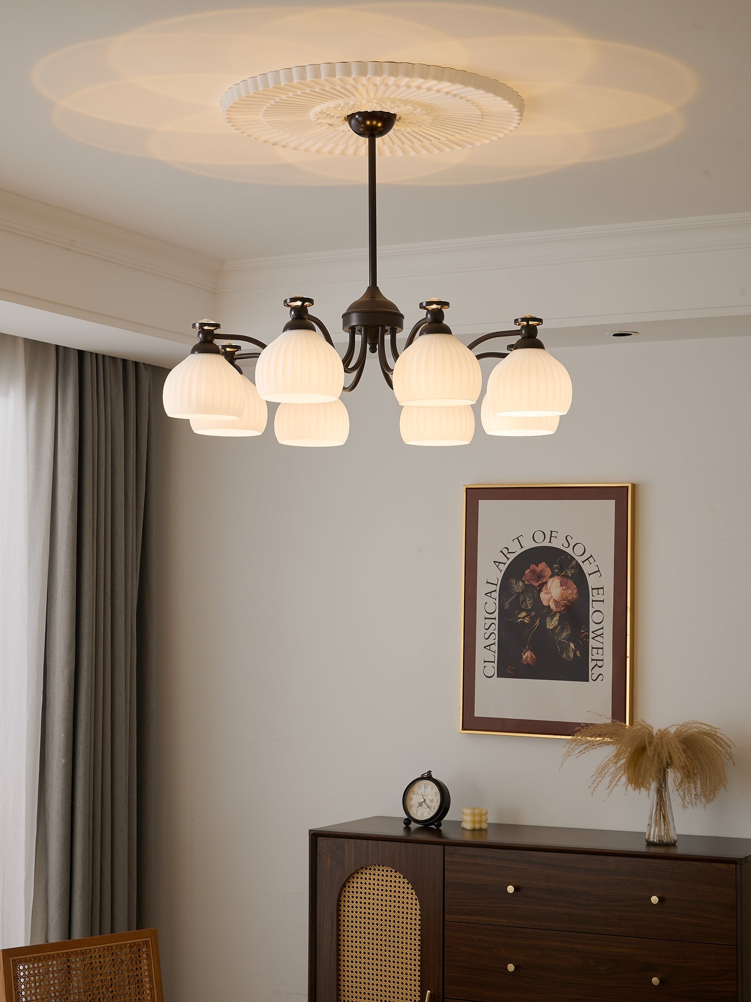 Calaeor Premium Elegance Glass Chandelier-Neutral Decor
