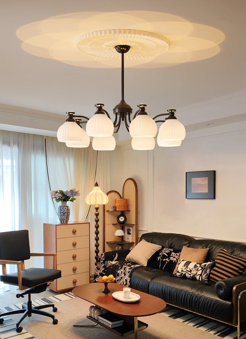 Calaeor Premium Elegance Glass Chandelier-Neutral Decor