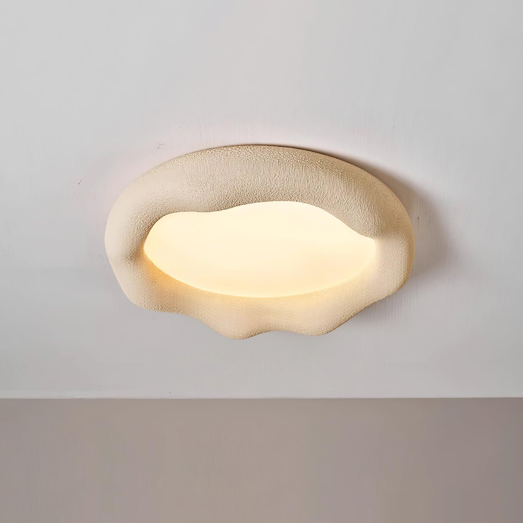 Ceiling Light Organic Resin and Fiberglass Fixture in Beige