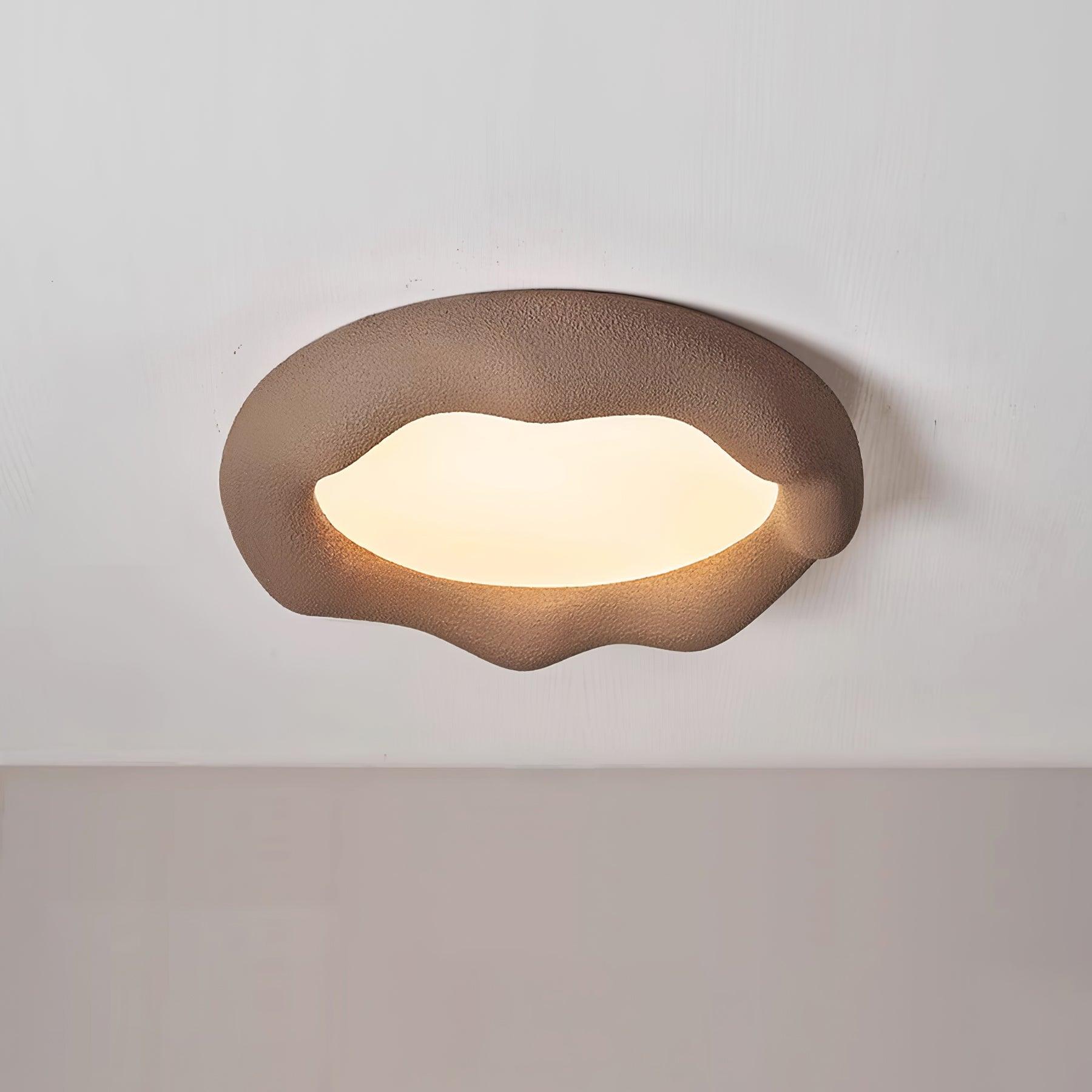 Ceiling Light Organic Resin and Fiberglass Fixture in Beige