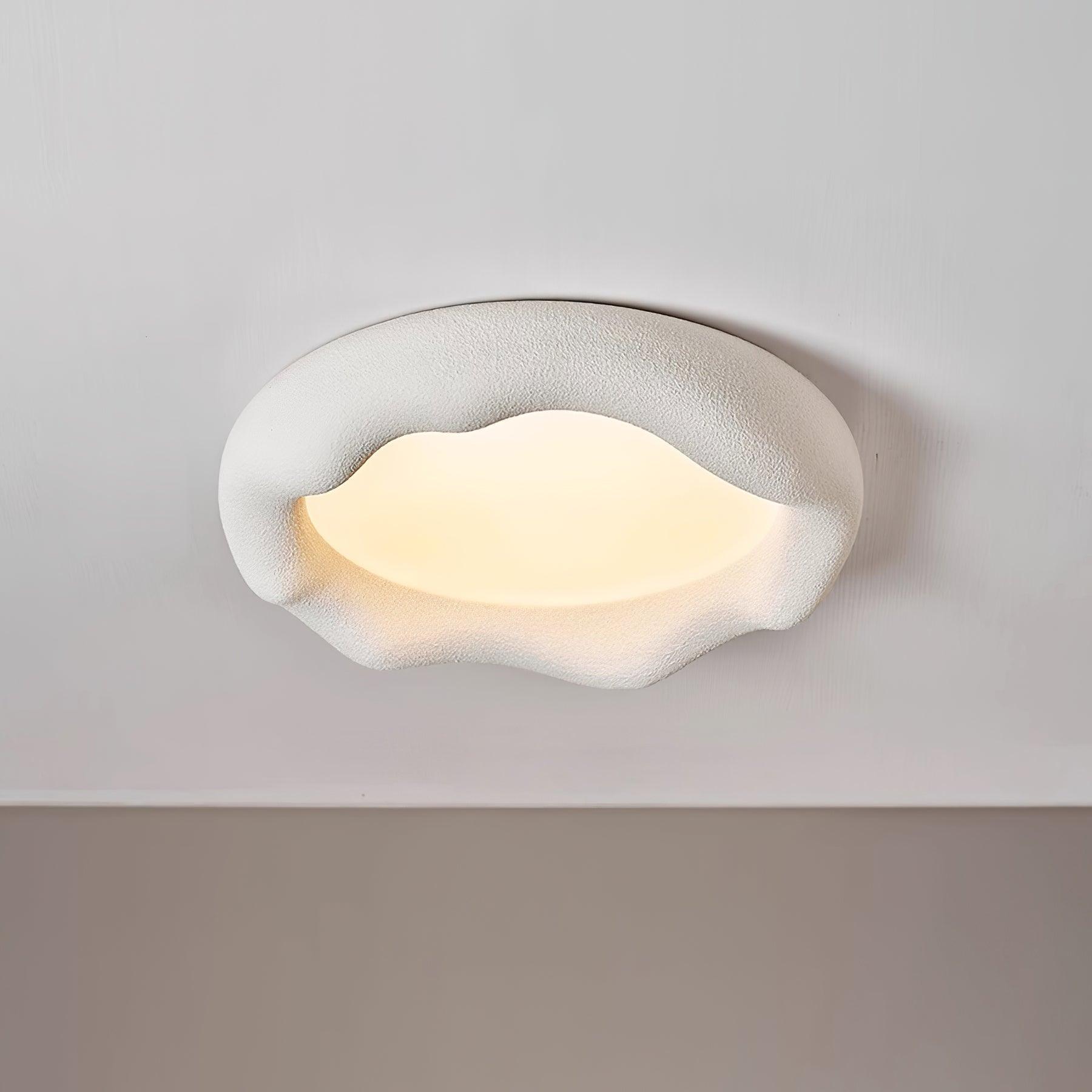 Ceiling Light Organic Resin and Fiberglass Fixture in Beige